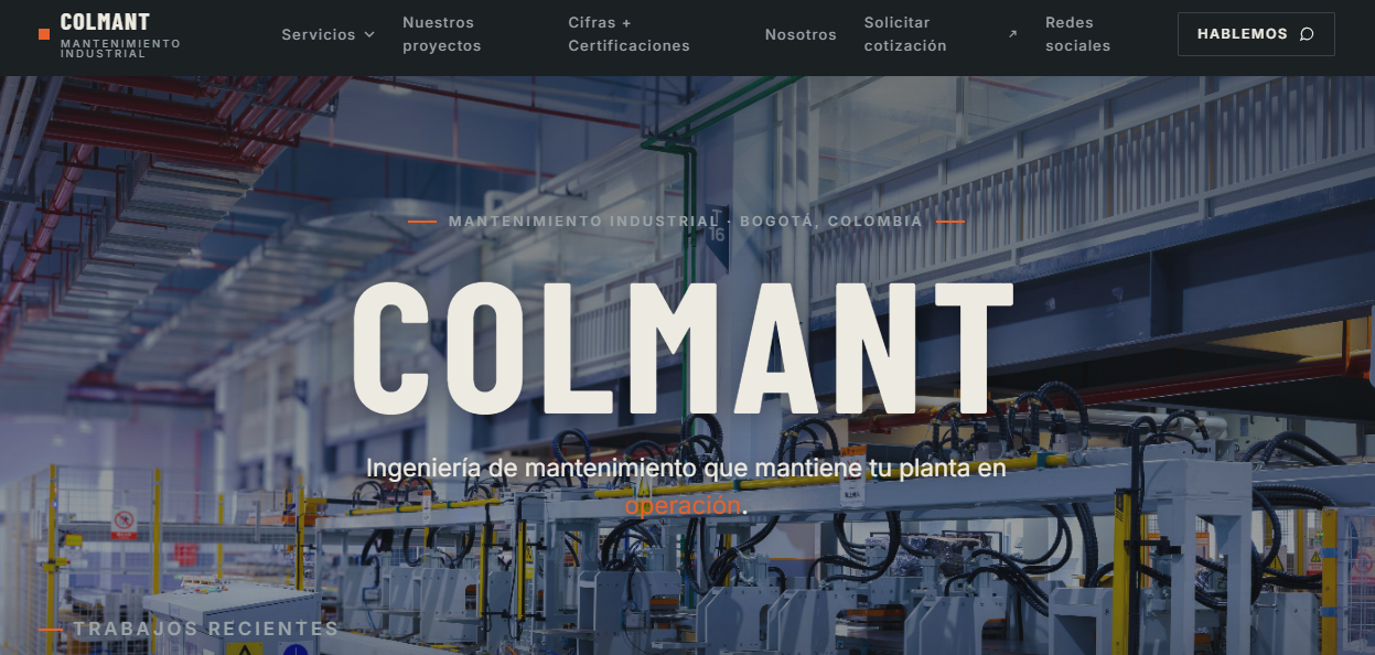 Vista previa de la página web Premium: portada con imagen grande, servicios destacados y formulario de contacto